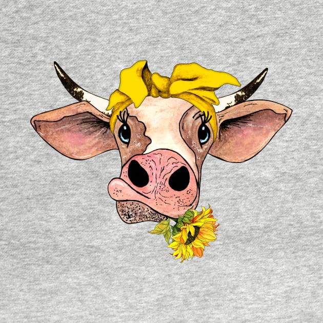 Heifer with Sunflower by Designs by Ira